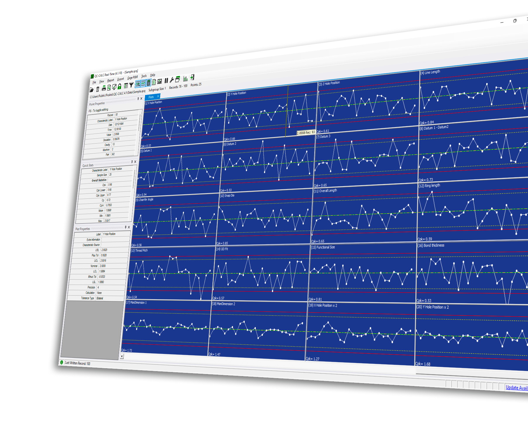 SPC software shown on a screen