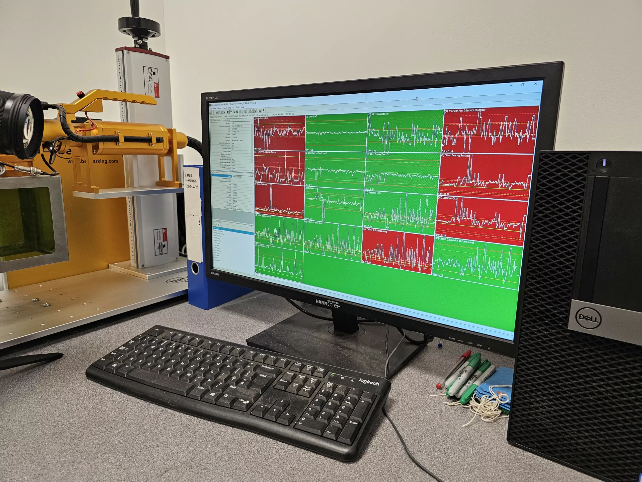 Prolink SPC and FAI inspection software being demonstrated on a screen