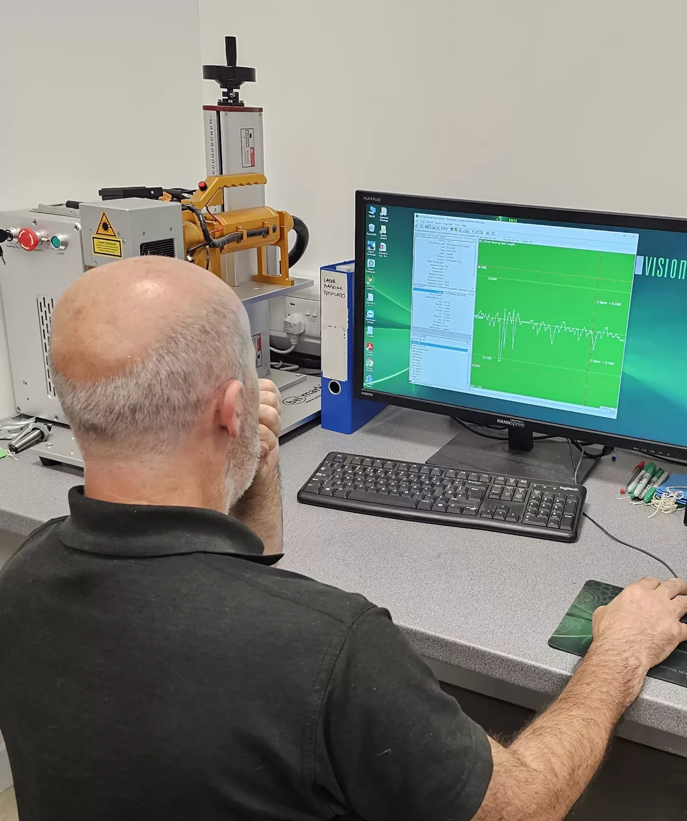 Prolink SPC and FAI inspection software being demonstrated on a screen