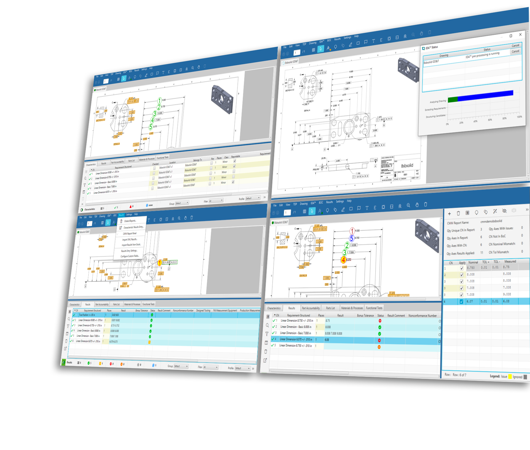 Discus SPC and FAI inspection software being demonstrated on a screen