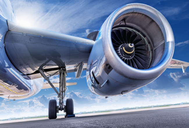 Plane engine on tarmac